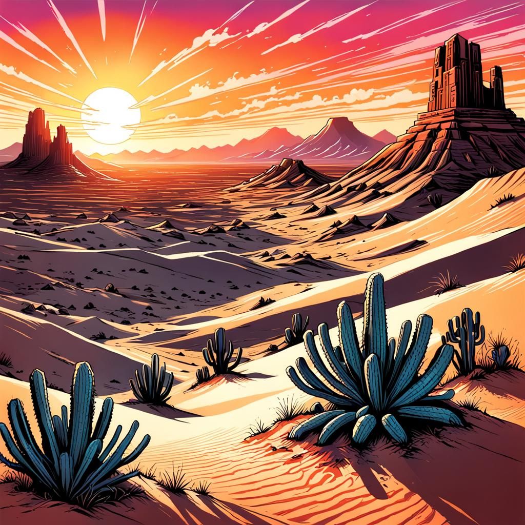 Sunset in Mexico desert