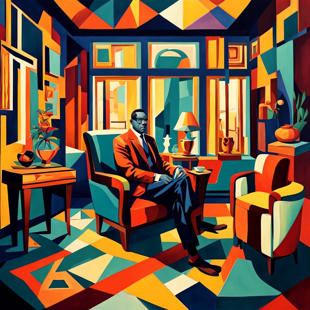 Whimsical Cubist Dreamscapes: Mad Tea Party