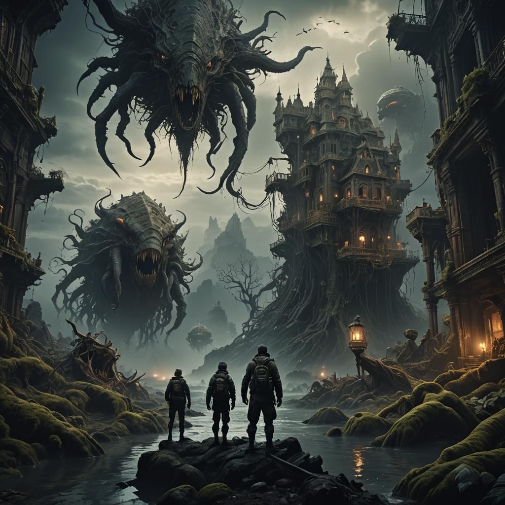 Eerie Creatures in Unknown Depths: Digital Matte Painting