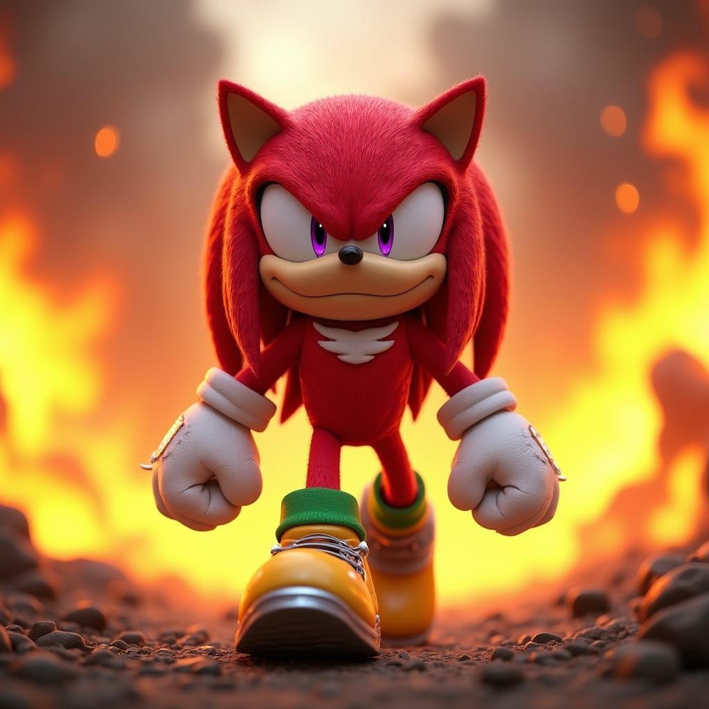 Red-Quilted Hedgehog Warrior in Anime Realism Style