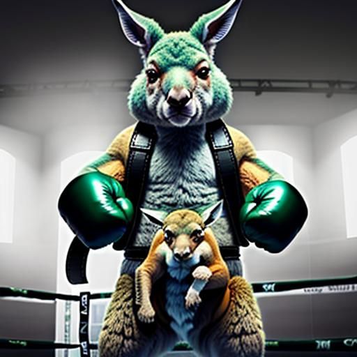 Boxing Kangaroo Cartoon Character
