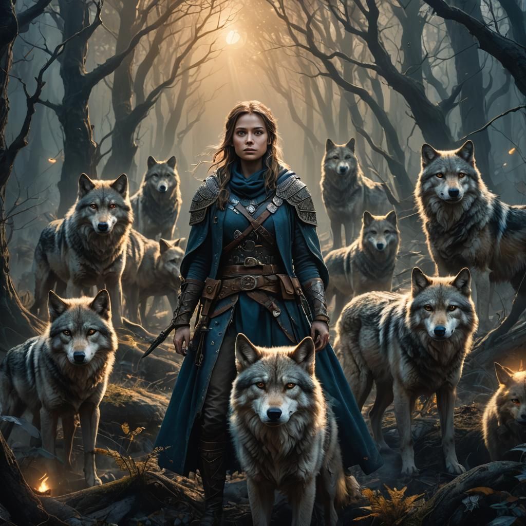 Mercenary in Mystical Forest with Wolves' Eyes