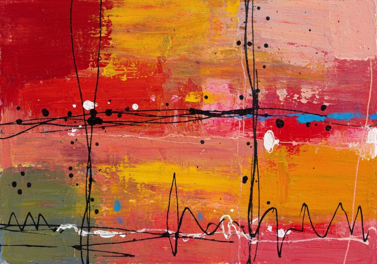 Vibrant Abstract Expressionism Painting with Earthy Tones