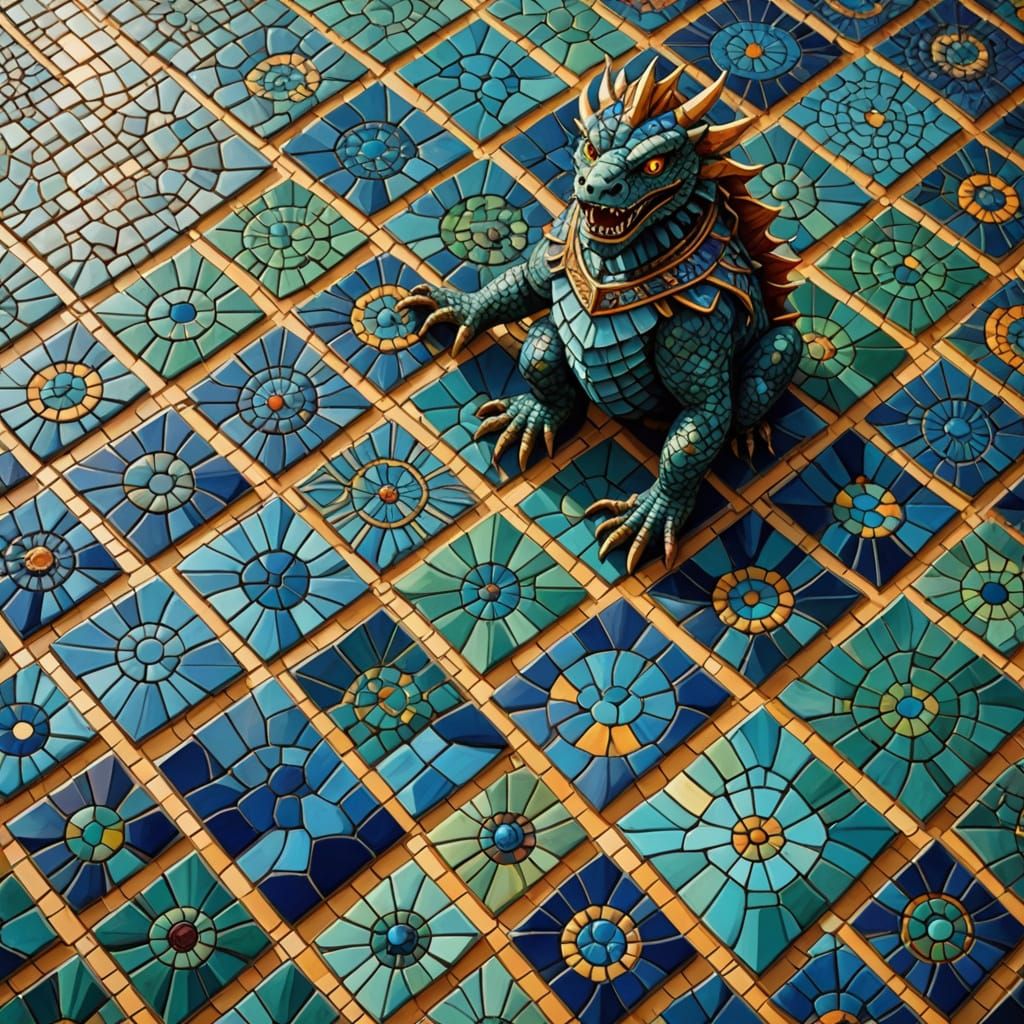 Mythical Mosaic Beast Rises from Ancient Ruins