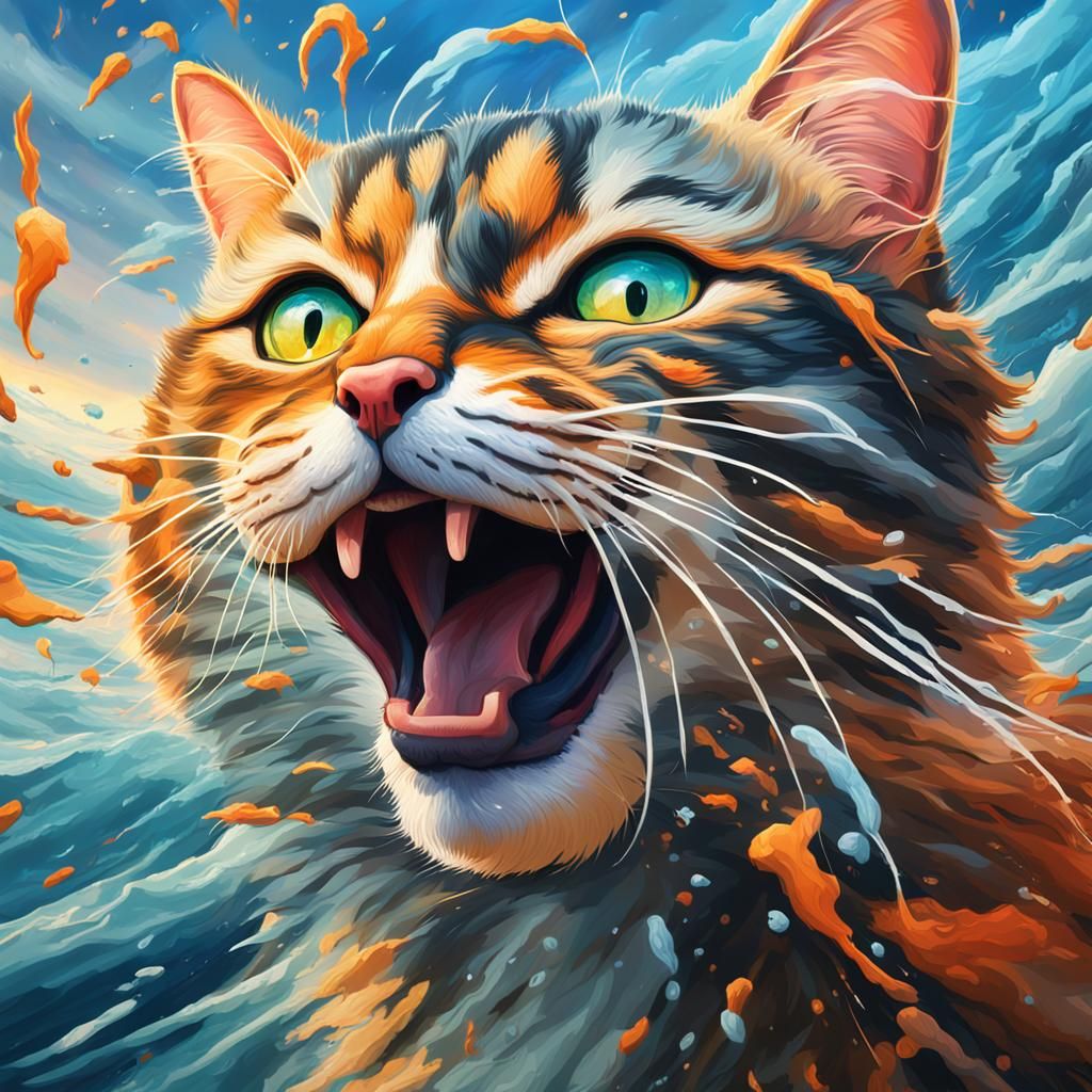 Hyperrealistic Hurricane with Cats Splash Art