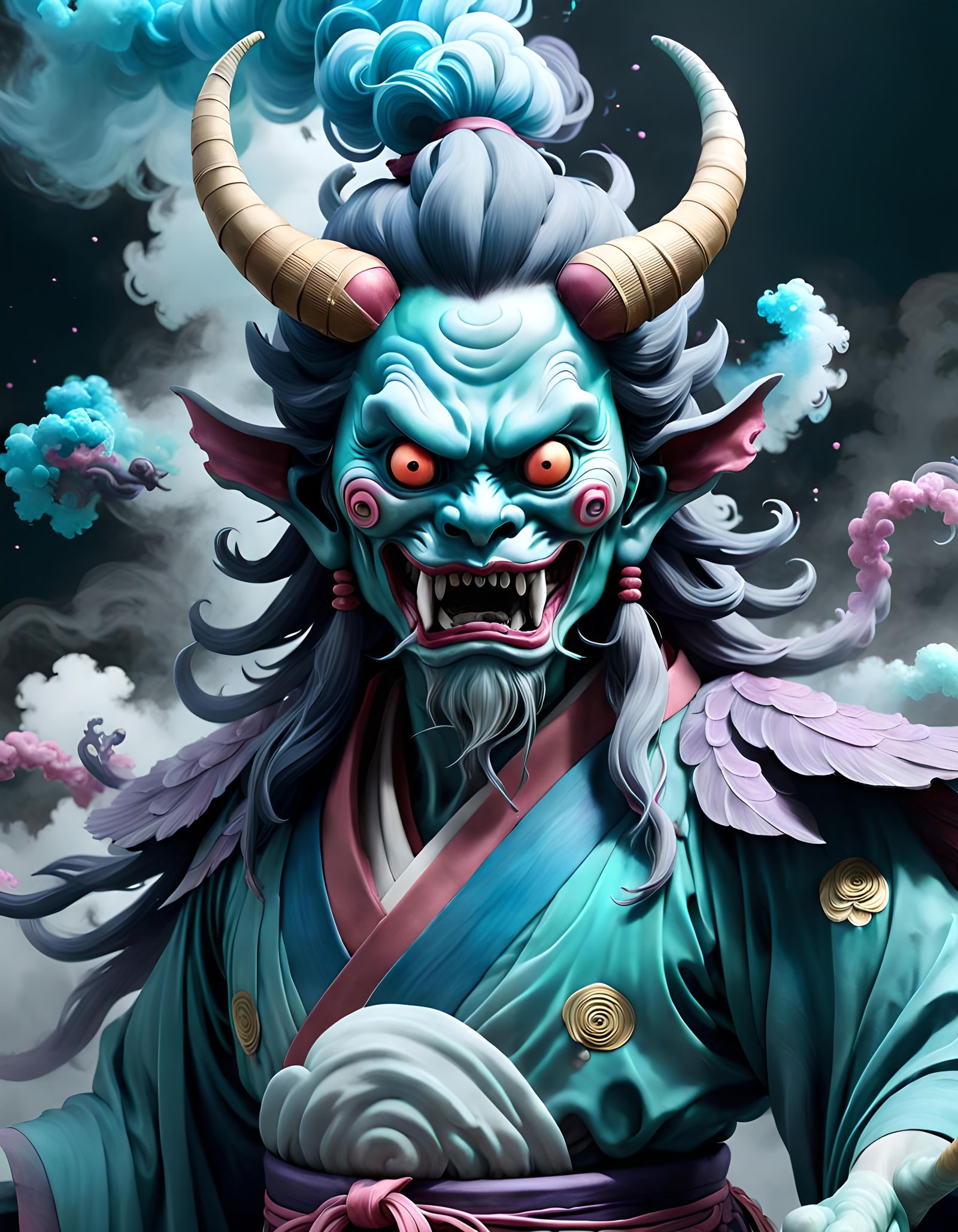 Ethereal Enenra Smoke Demon in Japanese Painting Style