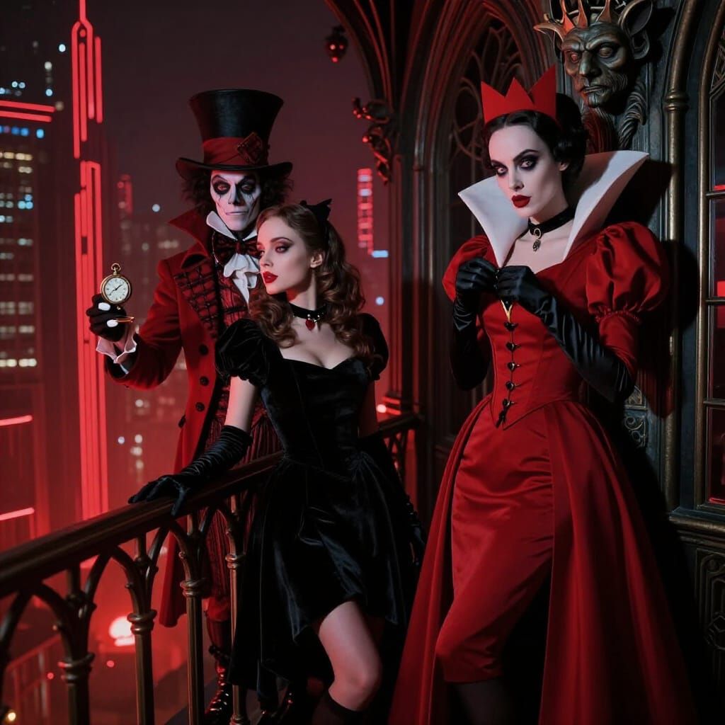 Gothic Alice in Wonderland Reimagined in Art Deco Style