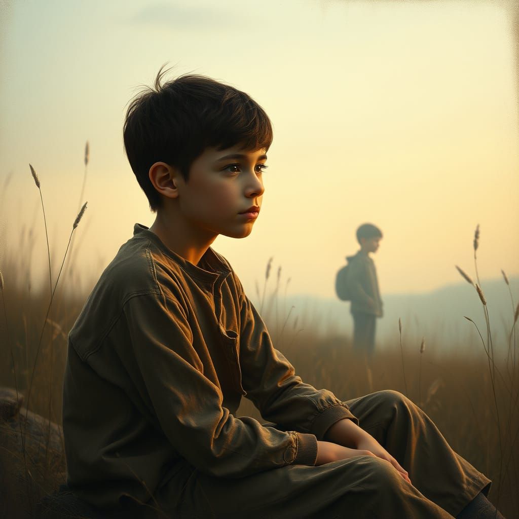 A Boy's Wistful Gaze at His Brother's Ethereal Form