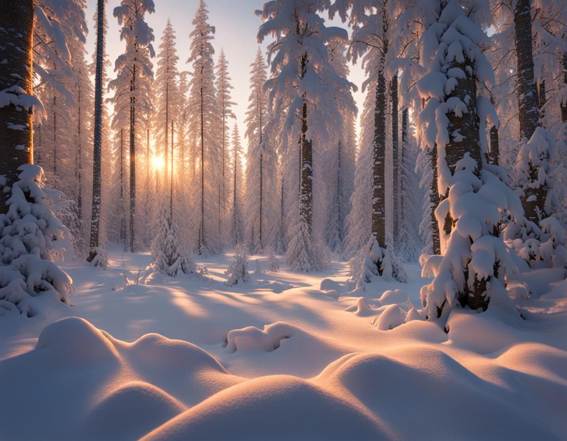 Boreal Forest Winter Wonderland at Magic Hour