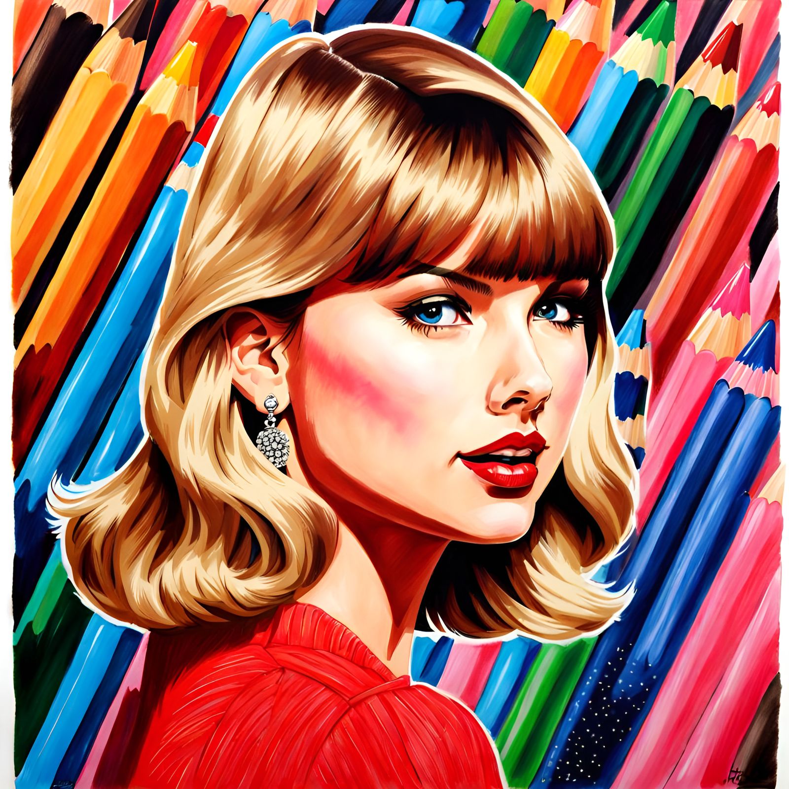 Crayon Style Drawing of Taylor Swift
