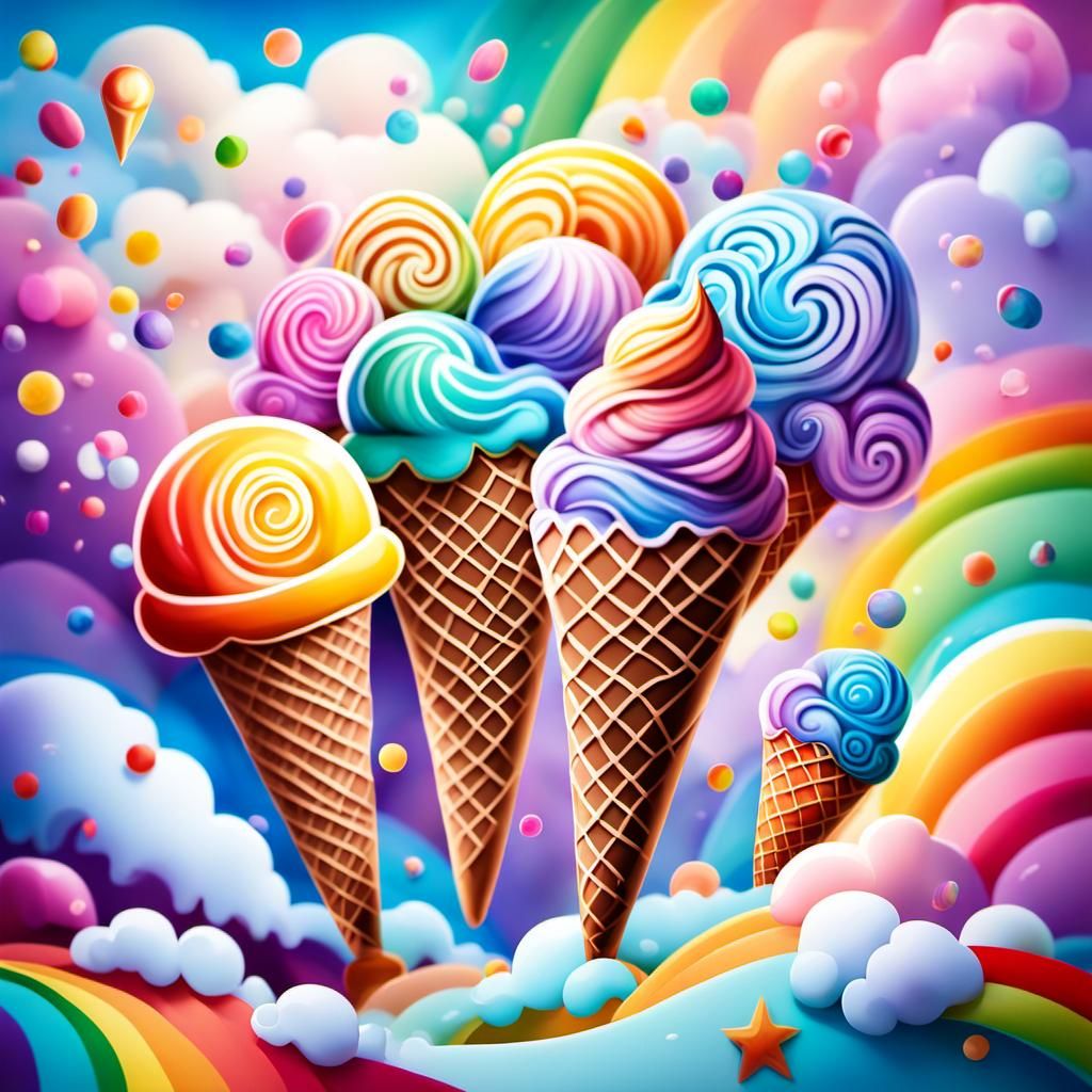 Ice Cream Descent with Zentangle Fractal Art