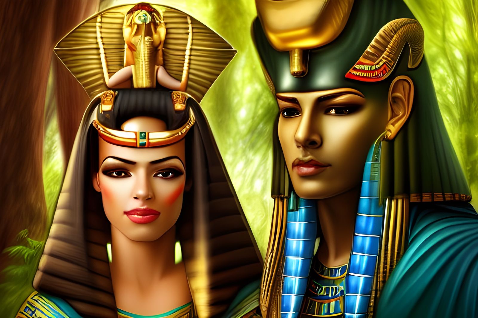 Egyptian Gods Osiris and Isis Portrait in Forest