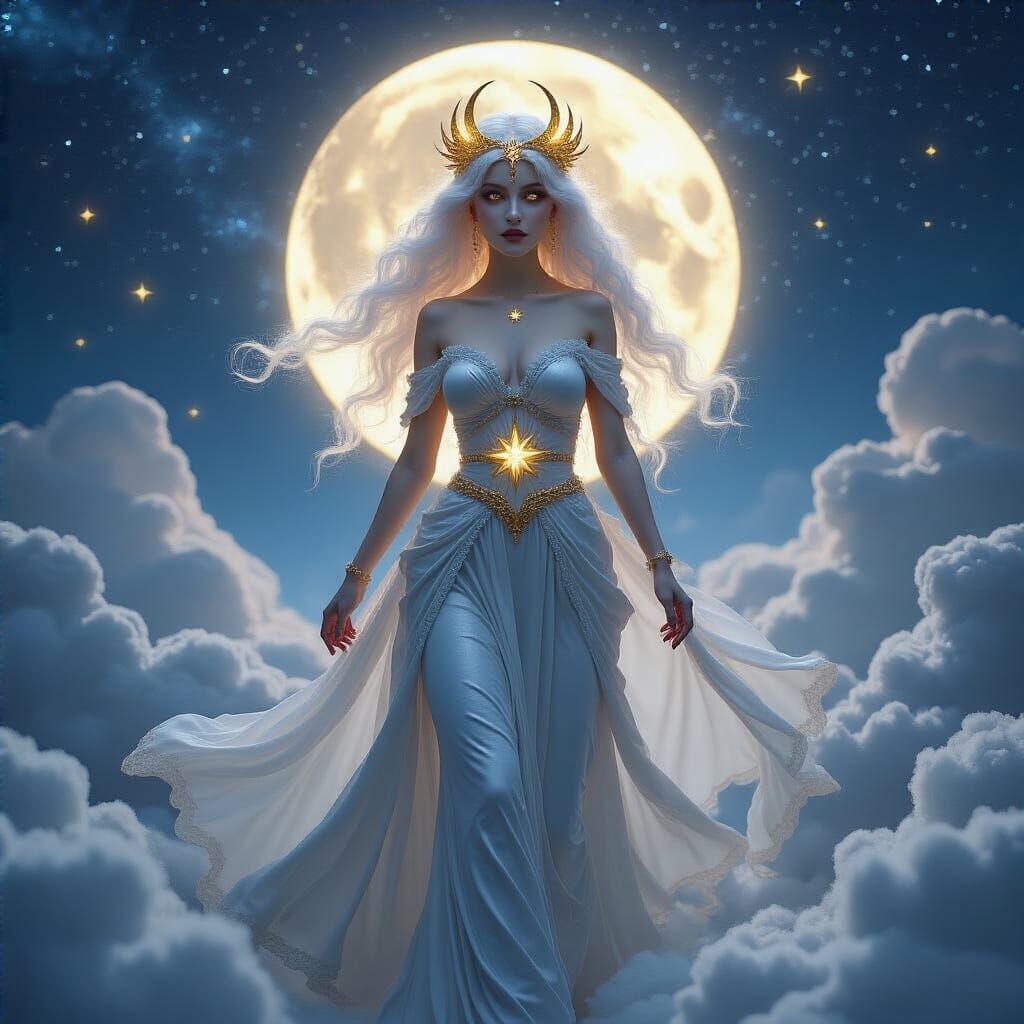 Ethereal Celestial Goddess of the Moon in 8k