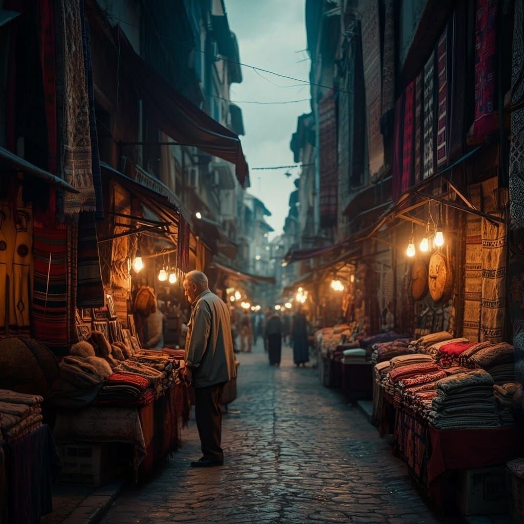 Vibrant Market Scene in Hyperrealistic Cinematic Style