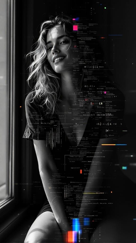 Glitch Goddess Basks in Digital Radiance