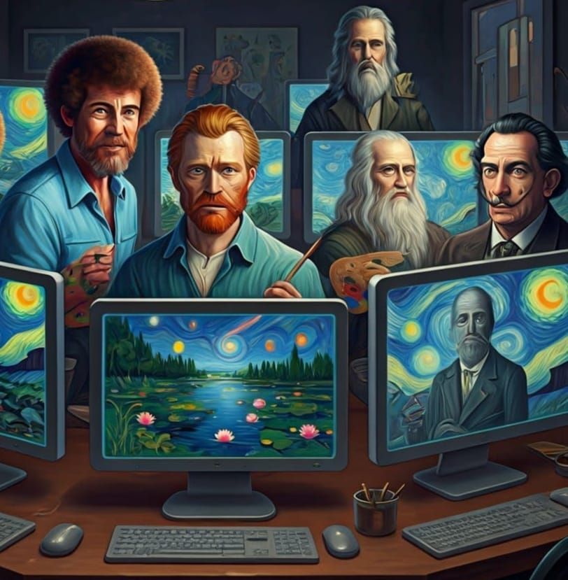Iconic Artists Unite in Whimsical AI Art Studio
