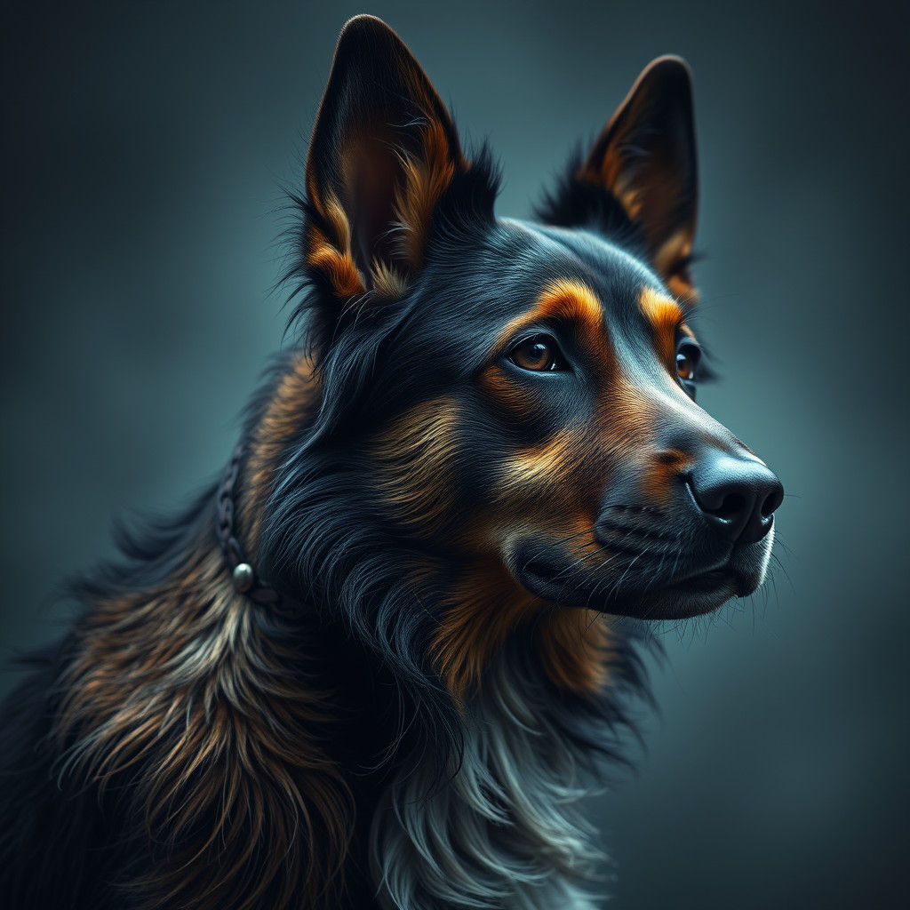 Regal Dog Profile in Hyperrealistic Style