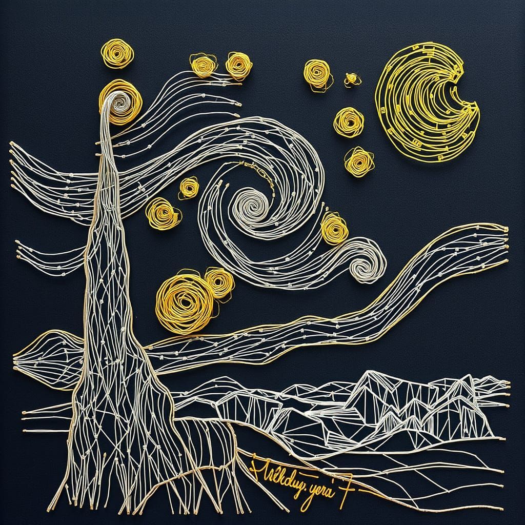 Van Gogh Style Wire Art Sculpture