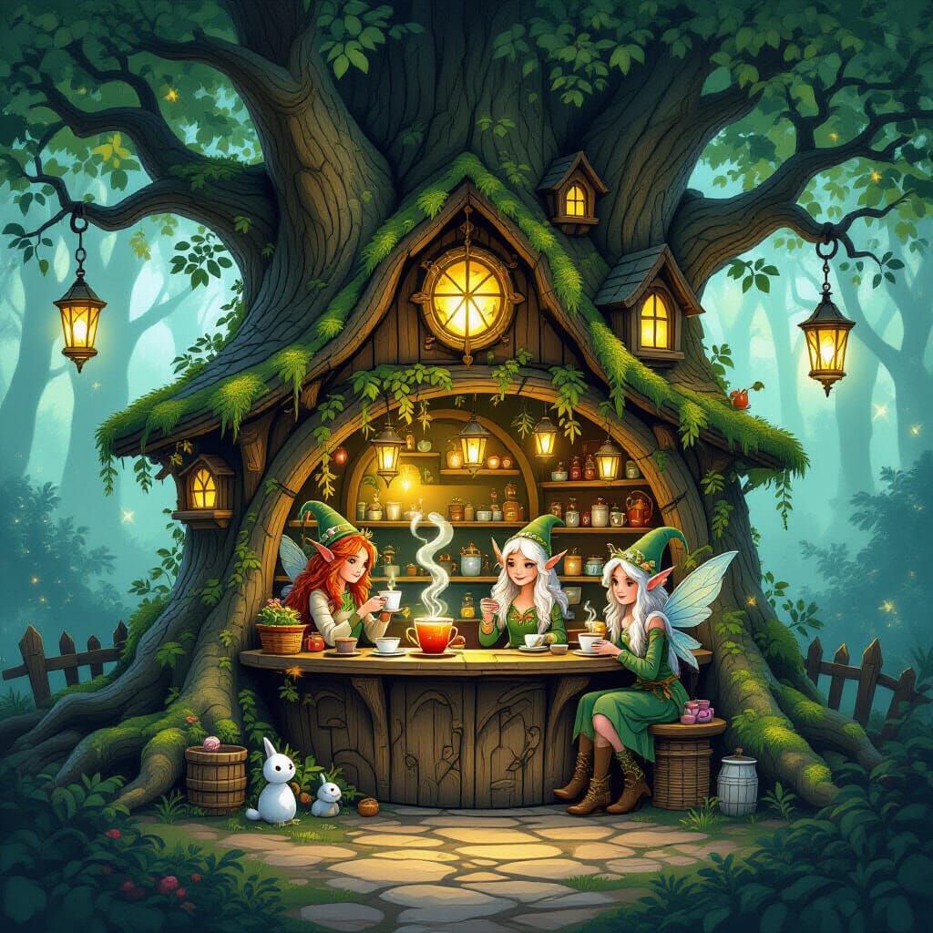 Mystical Woodland Cafe with Faerie Baristas