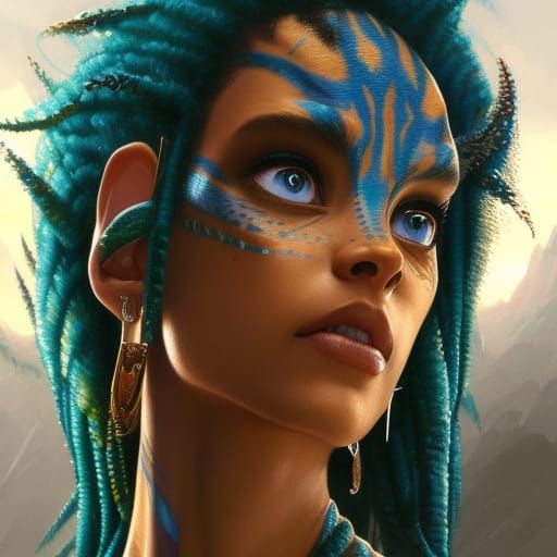 Neytiri Portrait in Hyperdetailed Digital Art Style