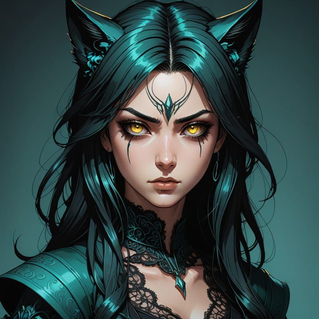 Gothic Anime Girl with Wolverine Features