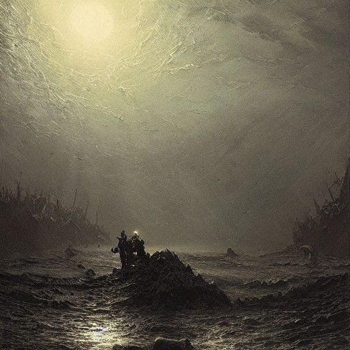 Demonic Drowned Return to Shore at Night