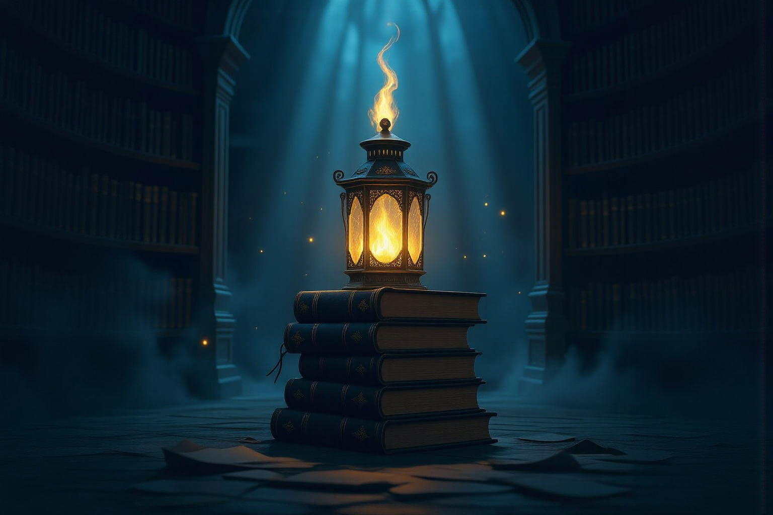 Ancient Elven Lantern Glows in Dark Library
