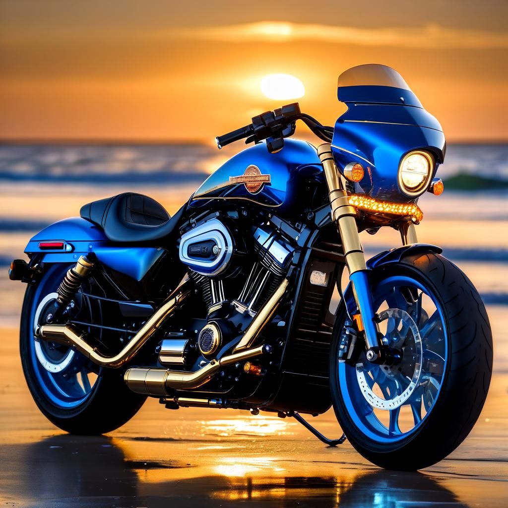 Cyberpunk Rider on Futuristic Motorcycle at Sunset