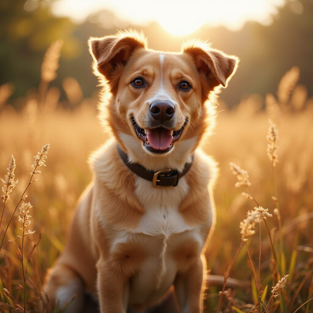Majestic Dog Portrait in a Golden Setting