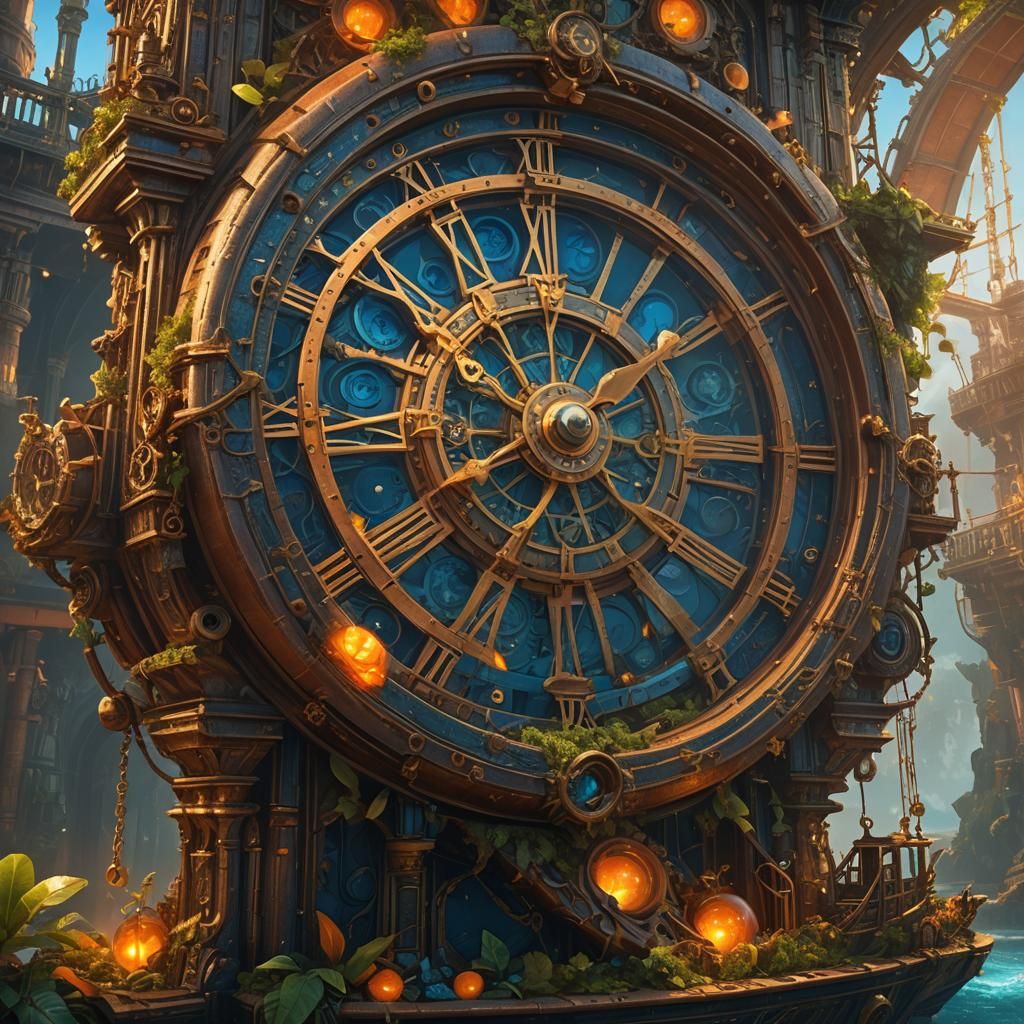 Shipwreck in Ornate Clock: Fantasy Art