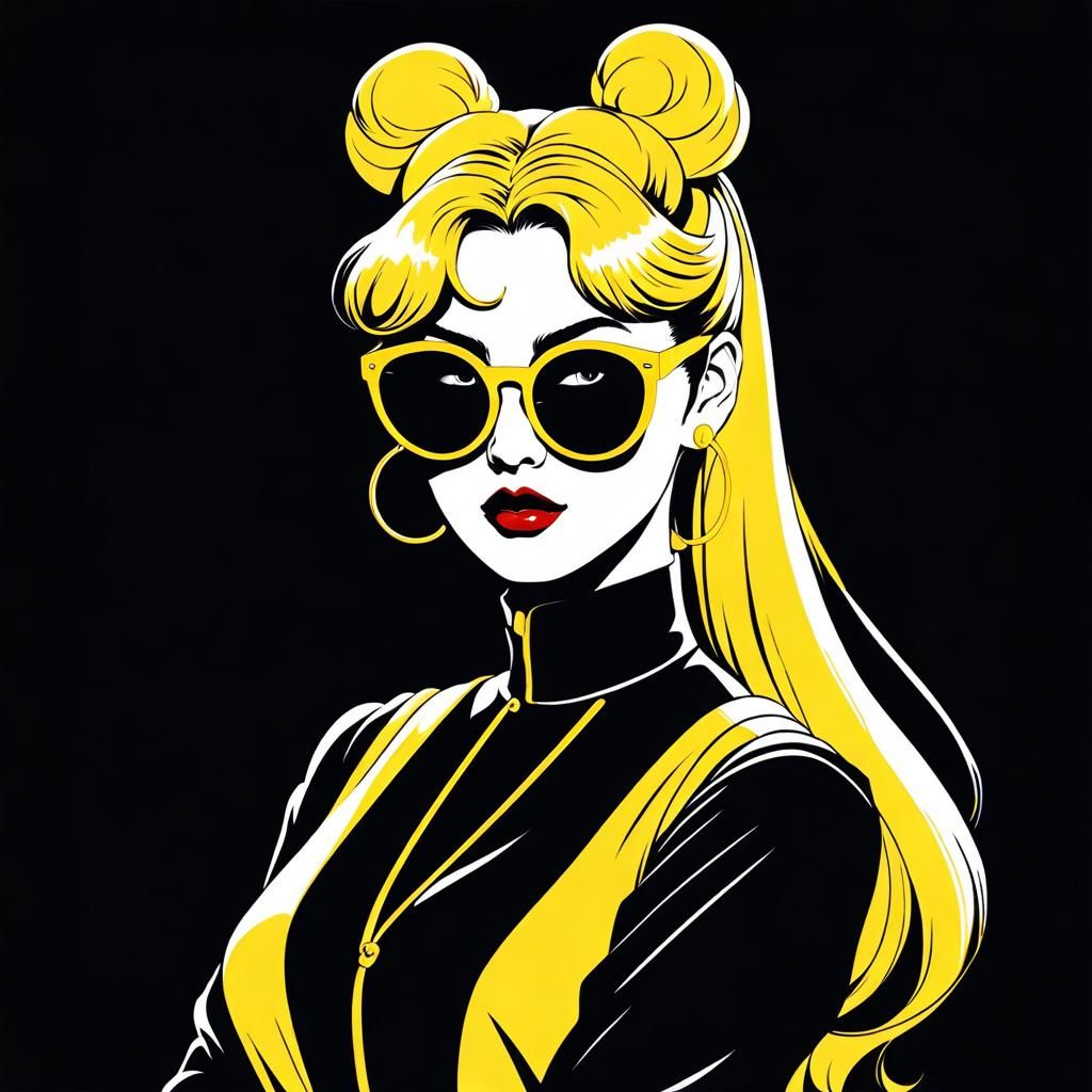 Girl in Yellow Sunglasses: Film Noir Pop Art