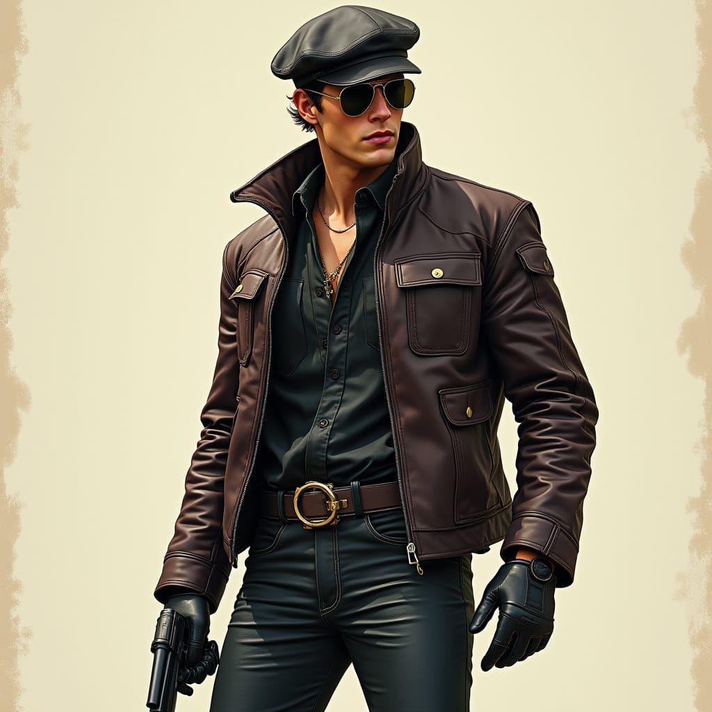 Man in Dark Futuristic Leather Attire