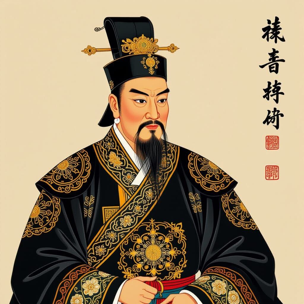 Chinese Emperor Portrait in Traditional Style
