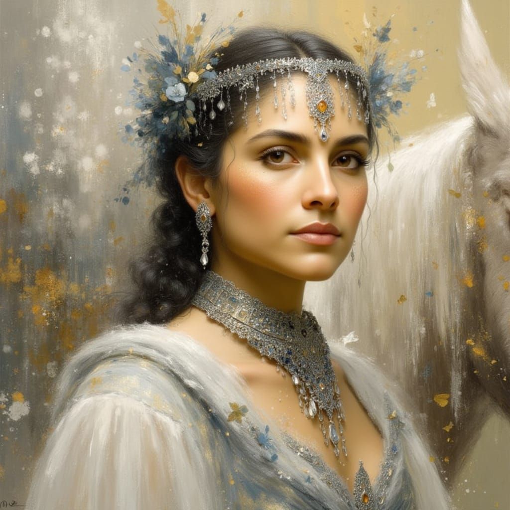 Elegant London Princess in Vibrant Oil Painting