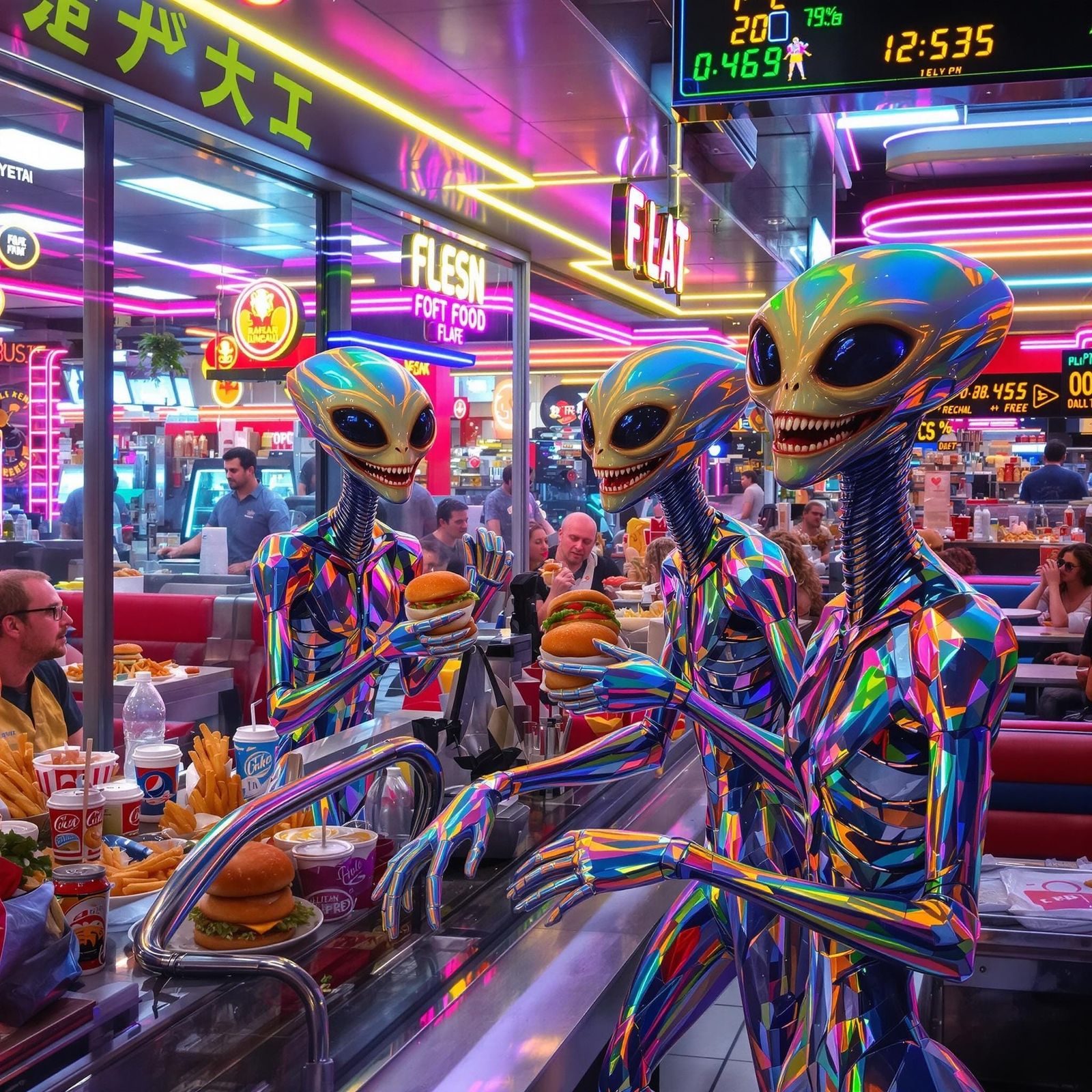 Futuristic Aliens Discover Human Fast Food Culture