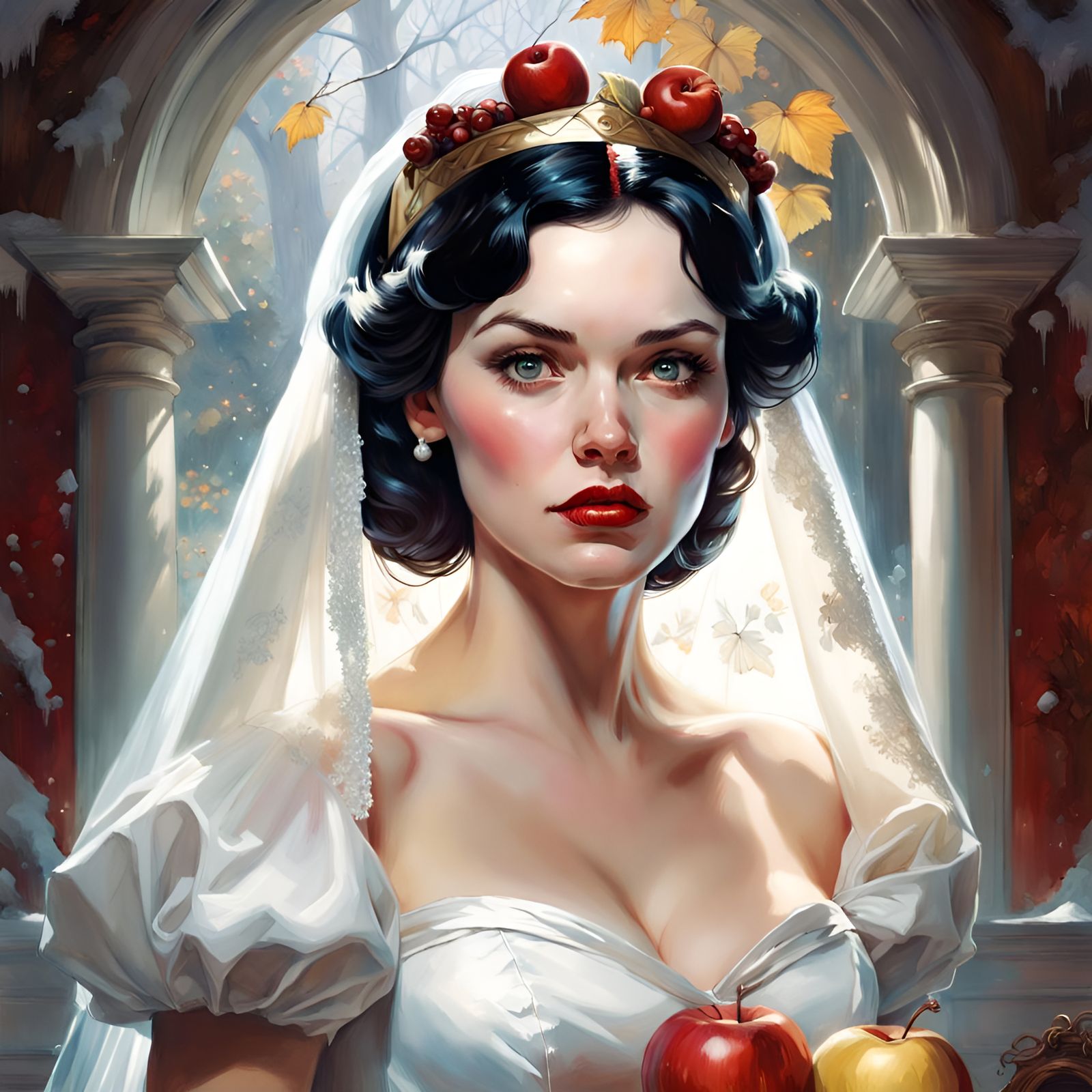 Snow White Portrait in Hyperrealistic Digital Art Style