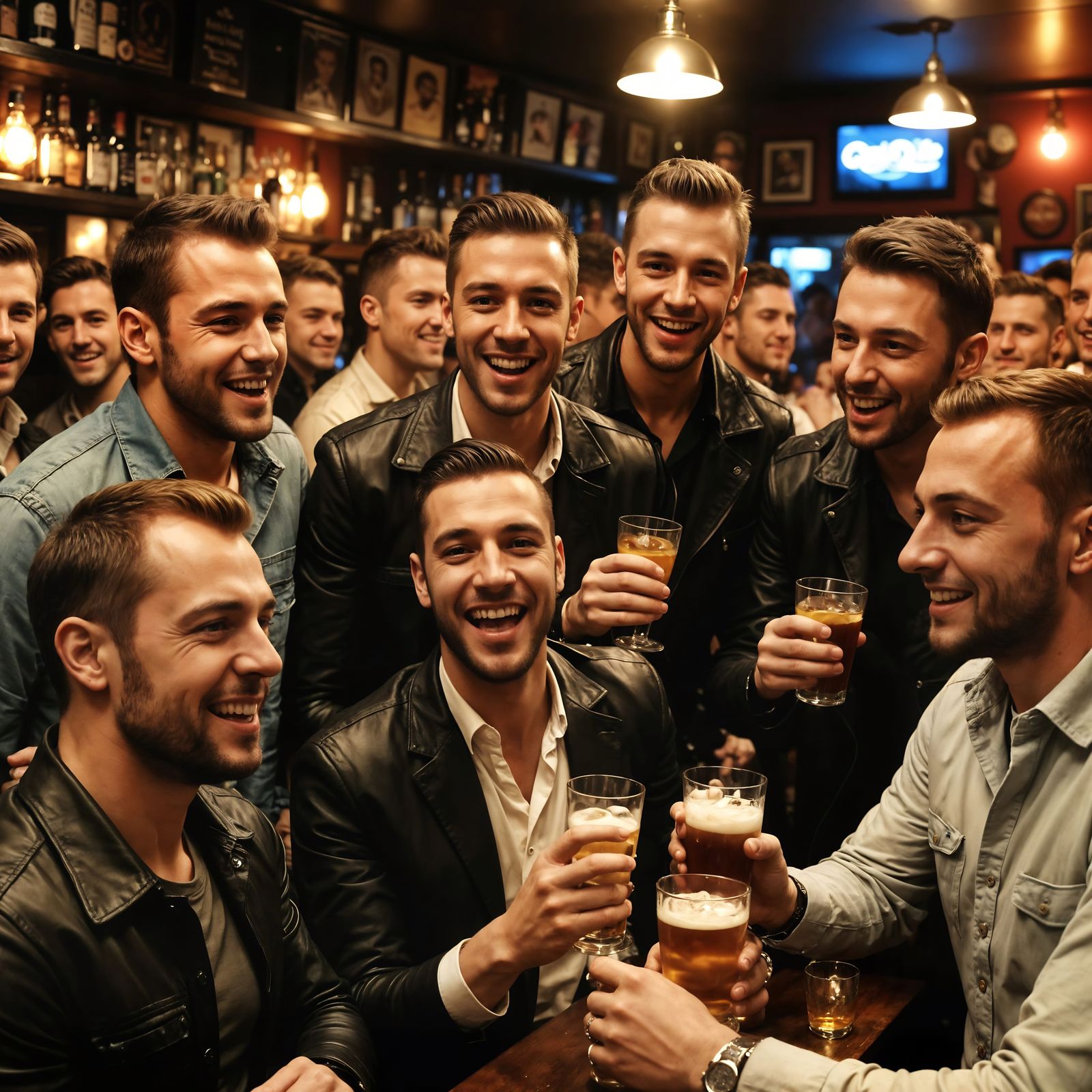 Gay Men Enjoying a Night Out in Liverpool Bar