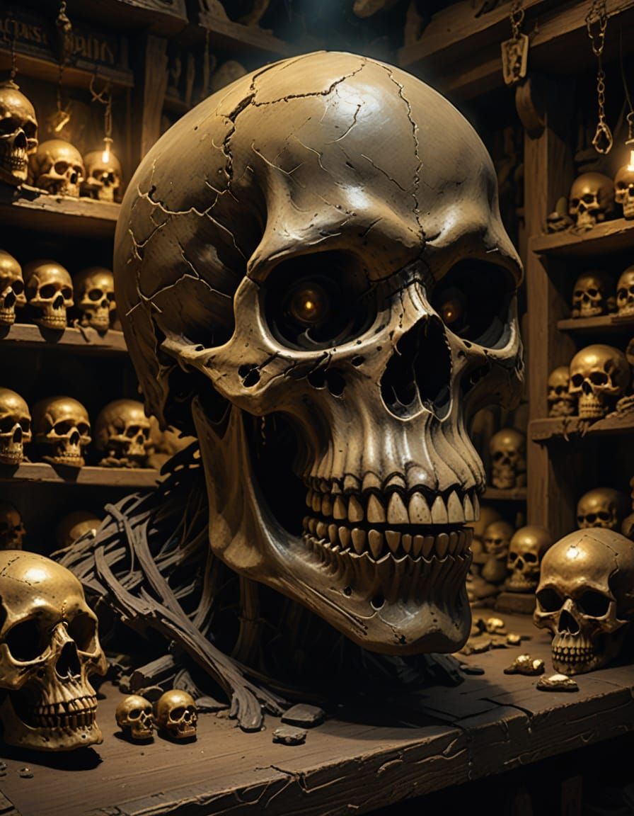 Troll Giant Skull in Dark Fantasy Style