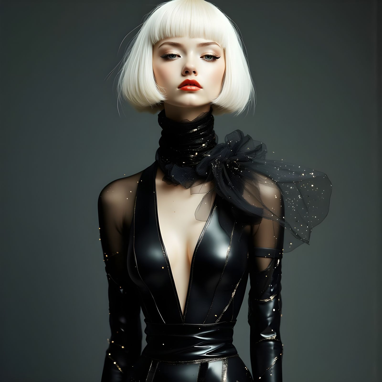 Futuristic Cyborg Woman in Swarovski Dress