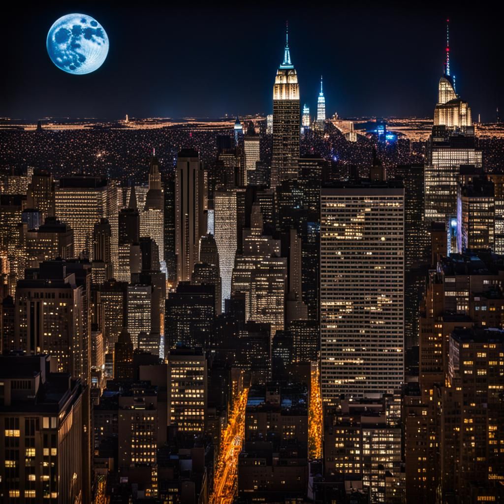 Full Moon Illuminates New York City