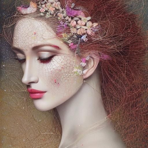 Intricate Mother and Child Portrait in Pointillism Style