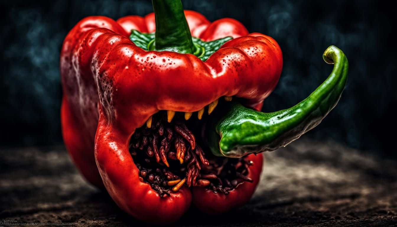 Capsicum Horror: Hyperrealistic Cinematic Image