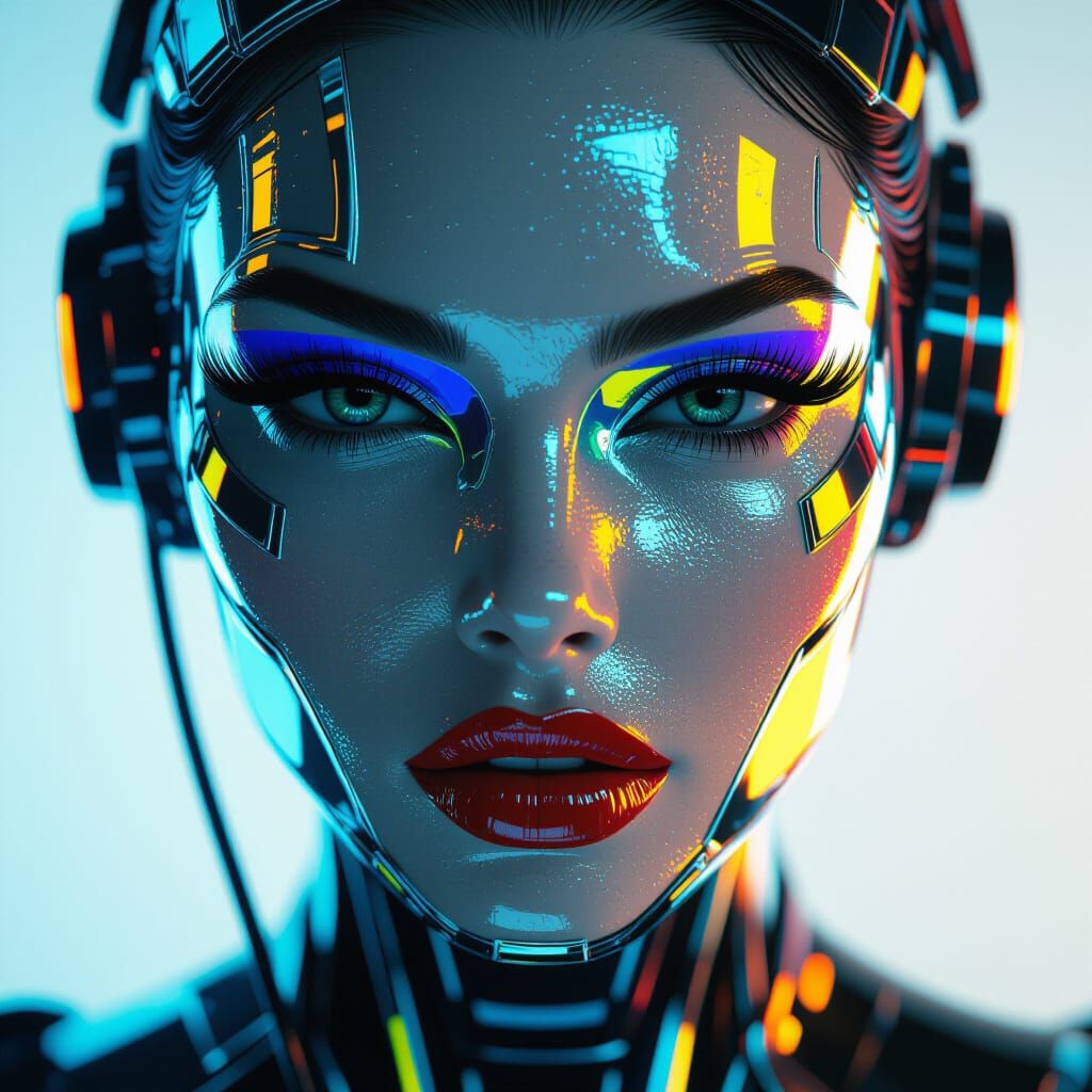 Chrome Cybernetic Woman in Cyberpunk Style