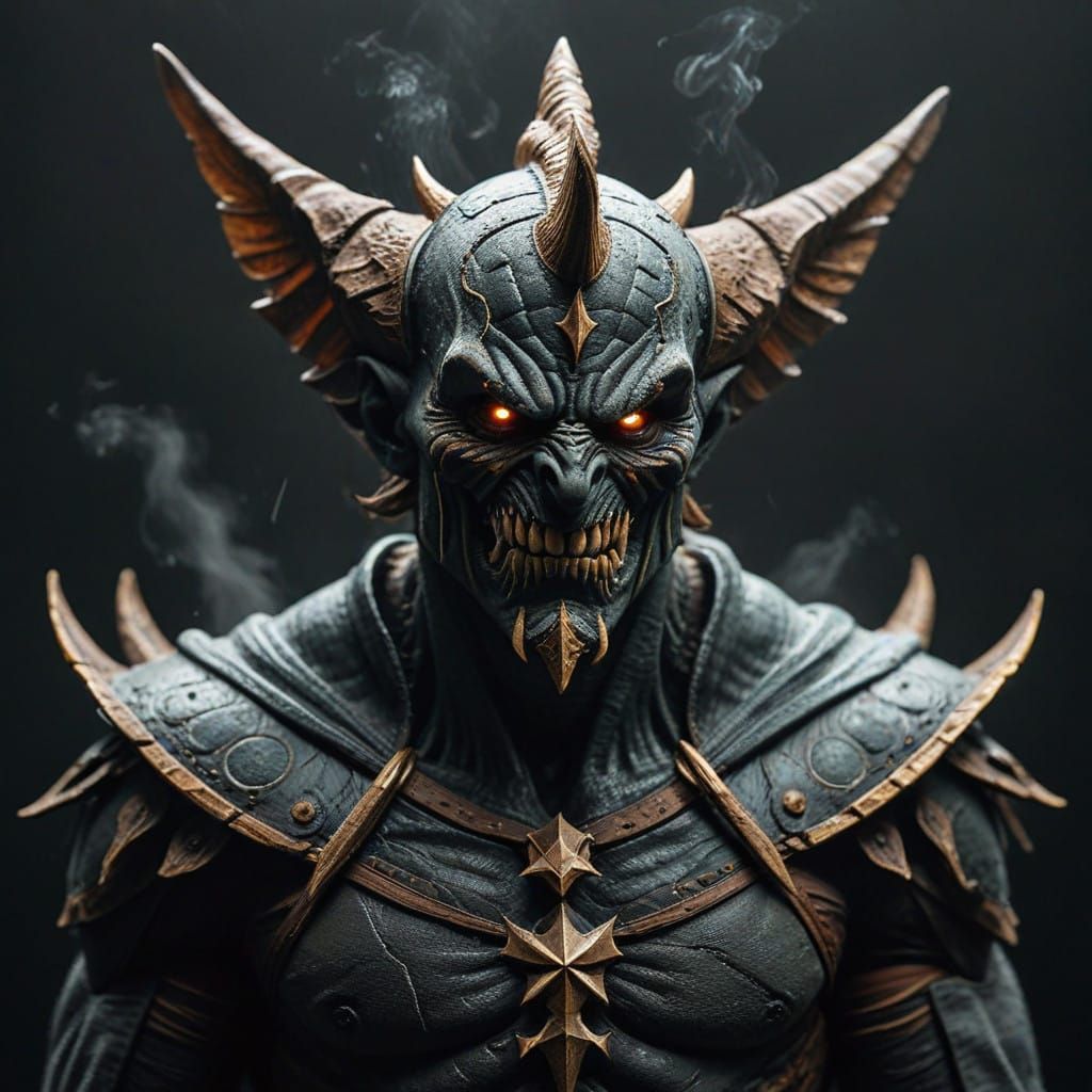 Flying Horse with Horns in Dark Landscape