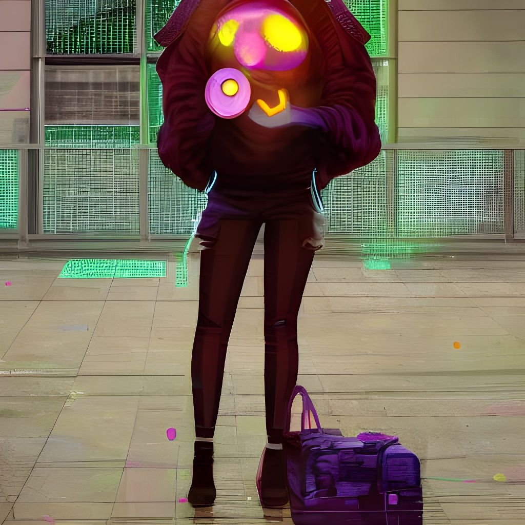 Cyberpunk Woman Dances in Shattered Reality