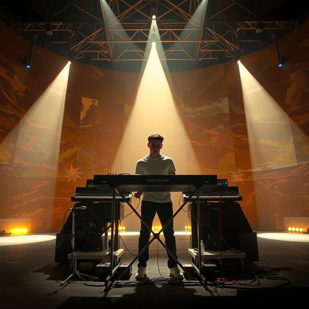 Keyboard Player in Spotlight: Cinematic Film Aesthetic