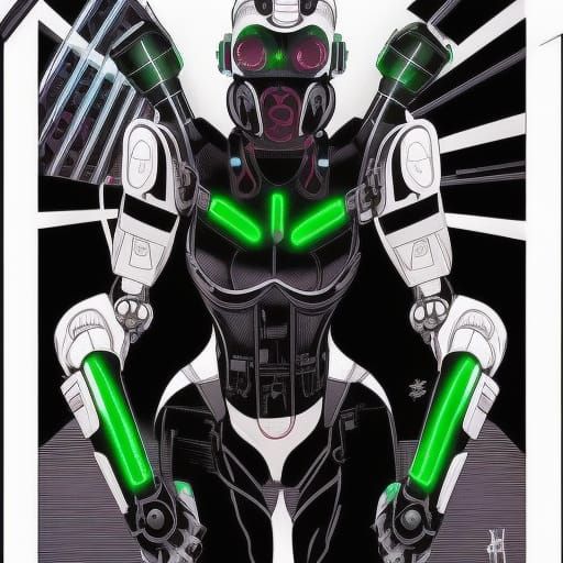 Robot Assassin with Neon Eyes, Comic Book Art