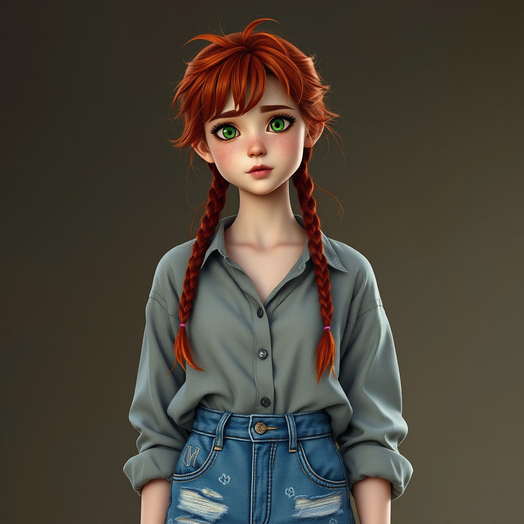 Frizzy Red Haired Teen in Artistic Fantasy Concept Art