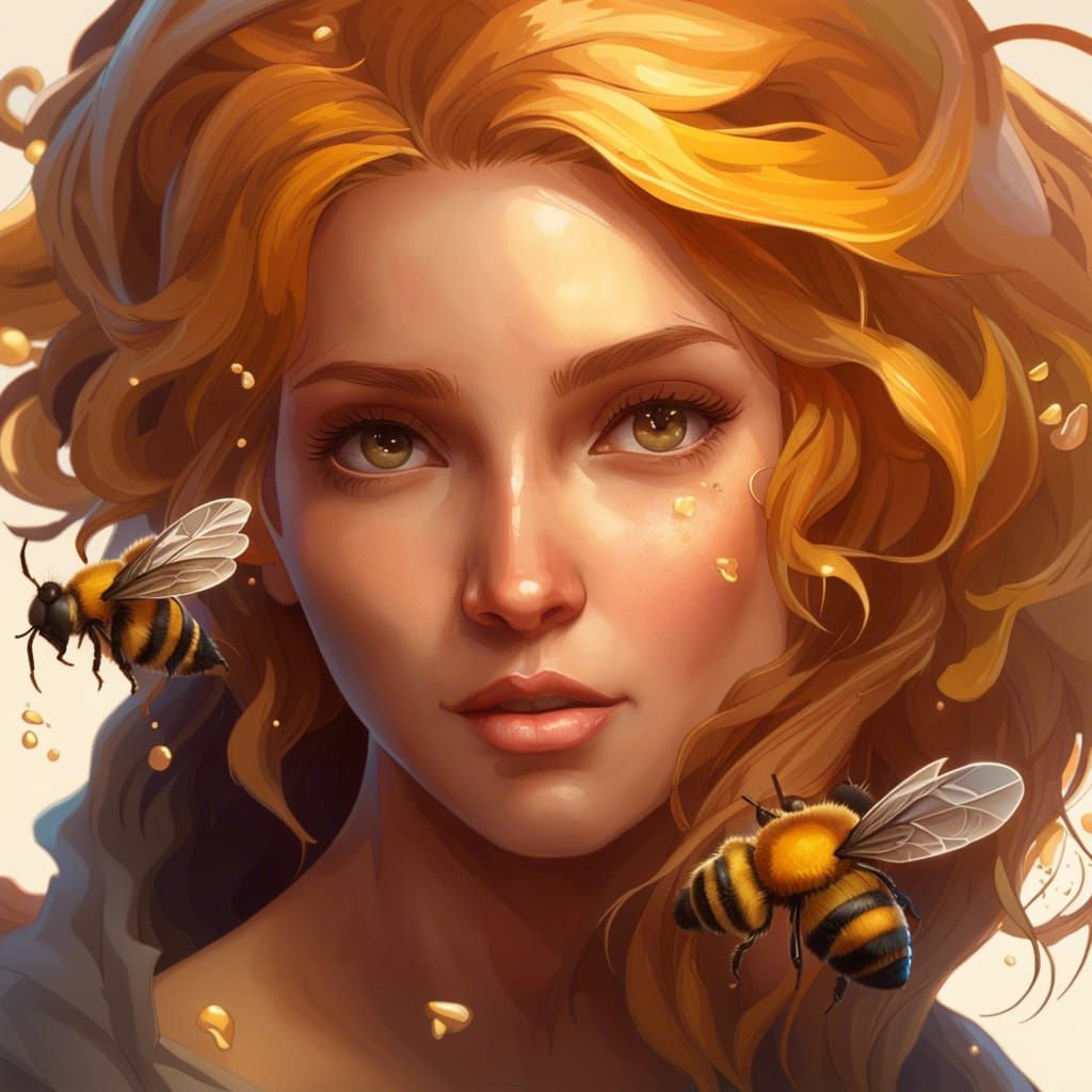 Honey-Haired Girl Portrait in Hyperdetailed Style