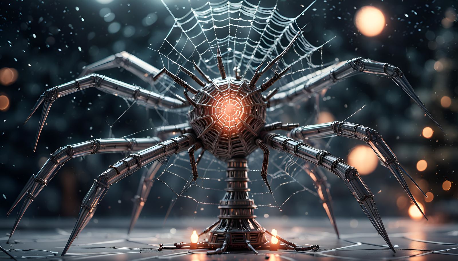 Sci-Fi Christmas Tree with Spiderwebs in 8K